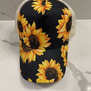 Sunflower Print Trucker Hat